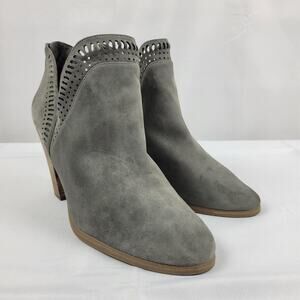 Vince Camuto Ankle Bootie Fileana Size 10 Suede Leather Split Shaft Heeled Gray